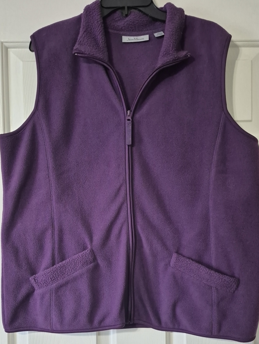 Jason Maxwell Fleece Vest Women XL Purple Full Zip Pockets